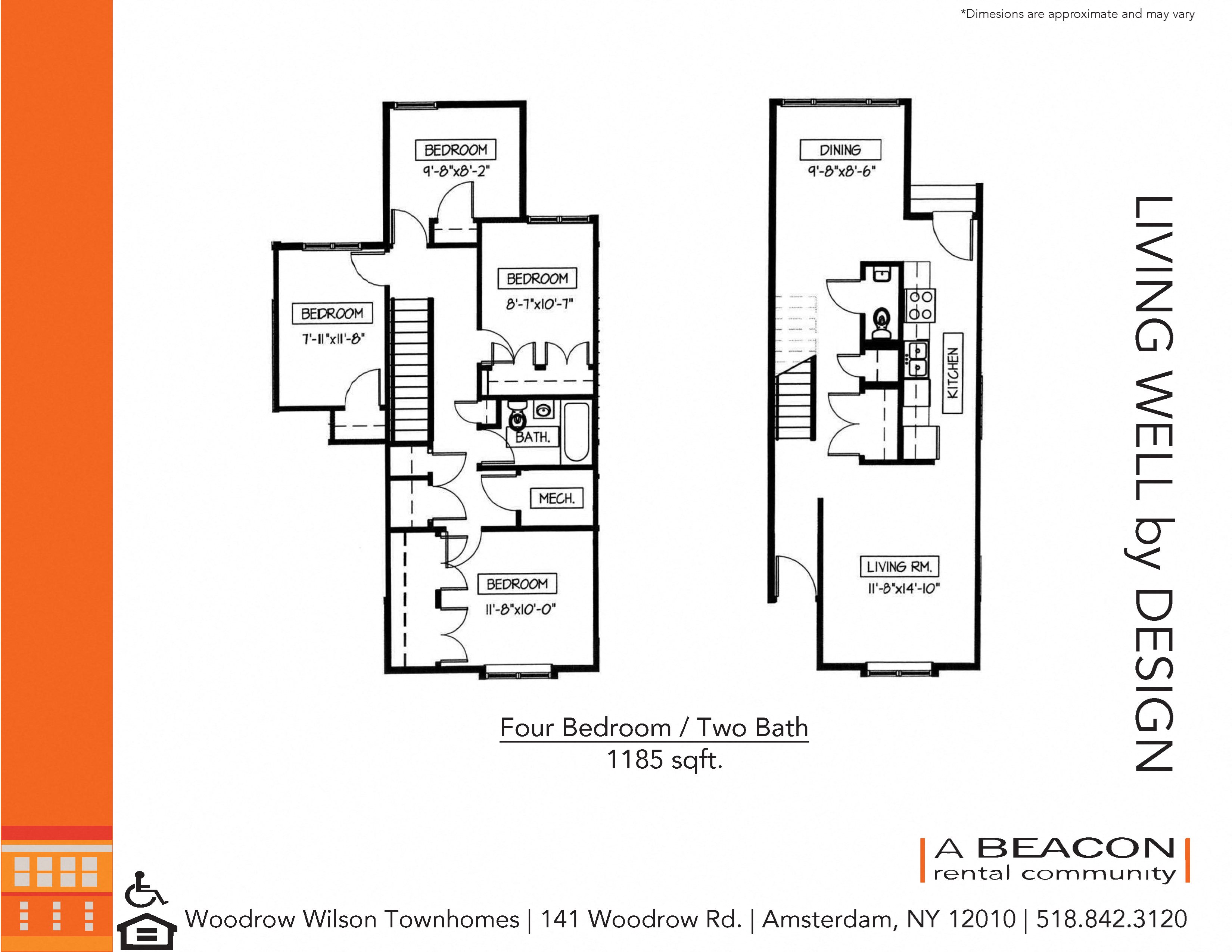 Four bedroom apartment at Woodrow Wilson Townhomes in Amsterdam, NY